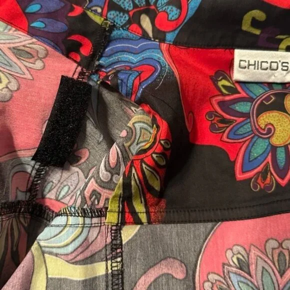 Chico's Women's Black Vibrant Cotton Blend Boho Blazer Size 2, US Large Retro - Picture 9 of 13